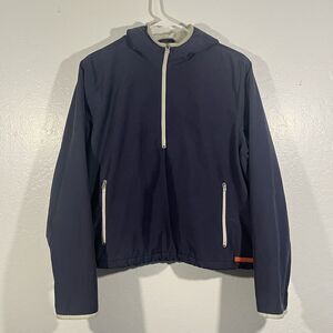 Abercrombie Fitch Men’s 1/4 Zip Jacket Size Large Blue Fleece Lined Hooded $150